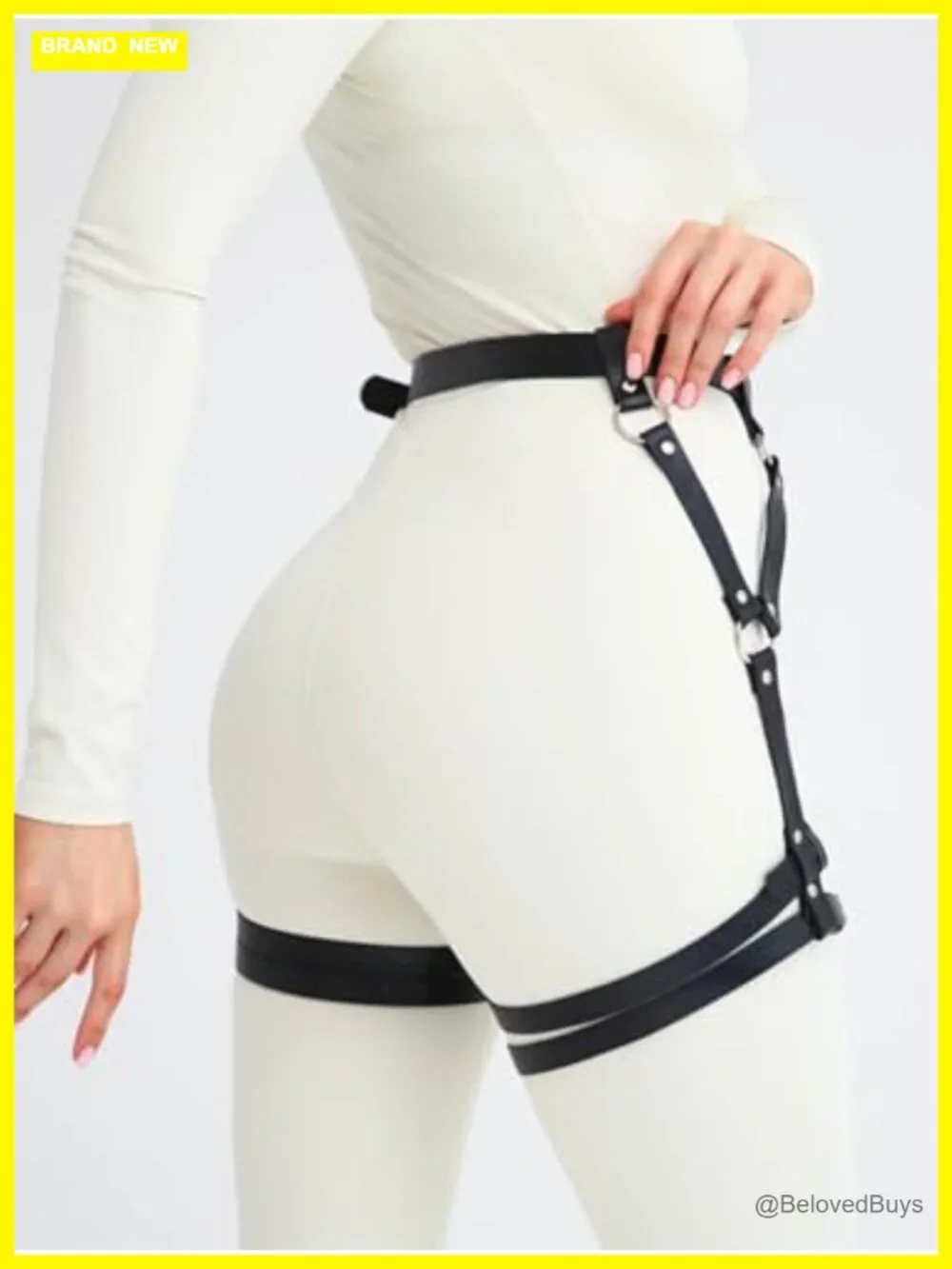 Faux Leather Waist & Double Thigh Belt with Alloy Buckles, Adjustable
